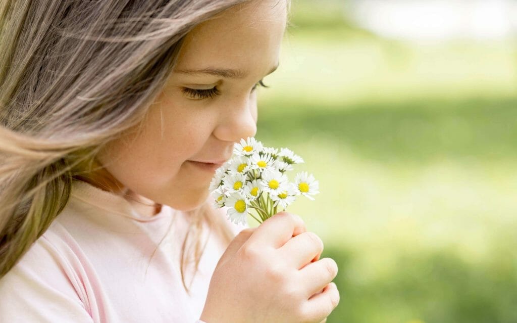 baby with flower