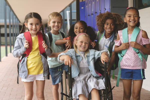 Group of diverse school children