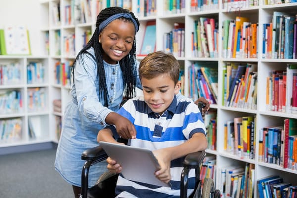 students in a library setting