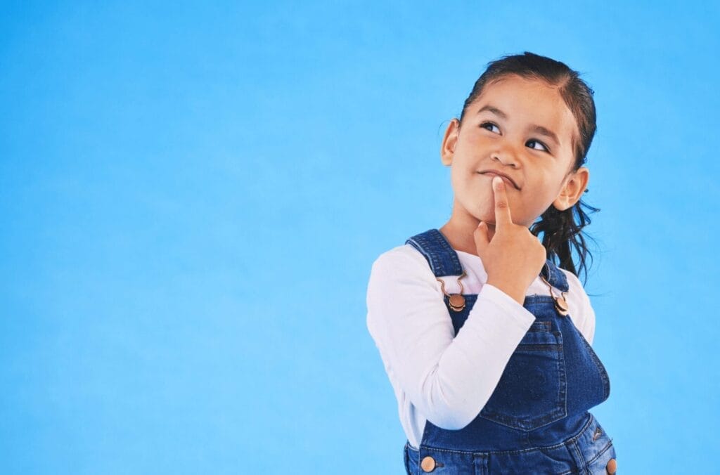 child thinking about occuptional therapy